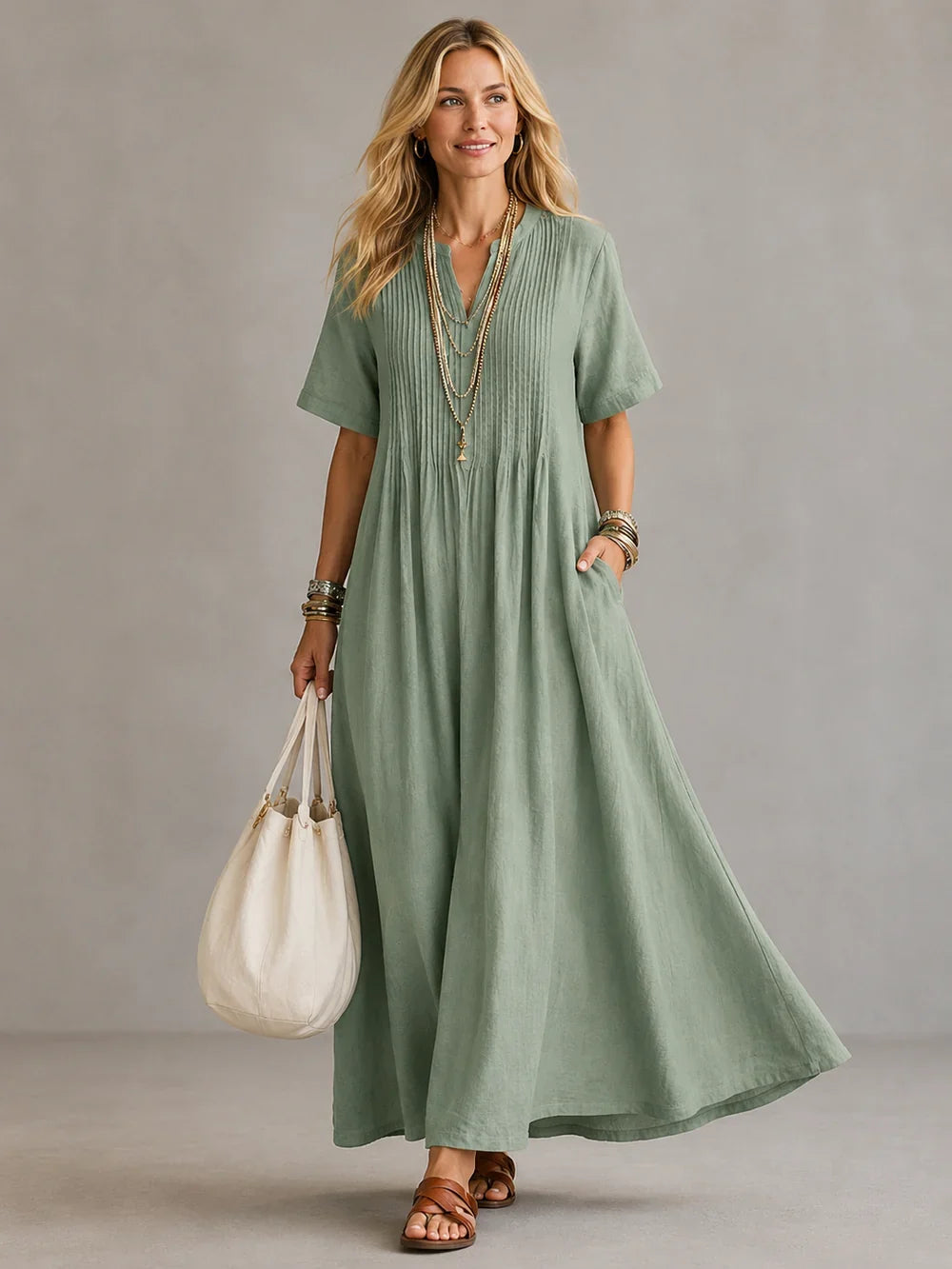 Genesis™ Flowing V-Neck Maxi Dress