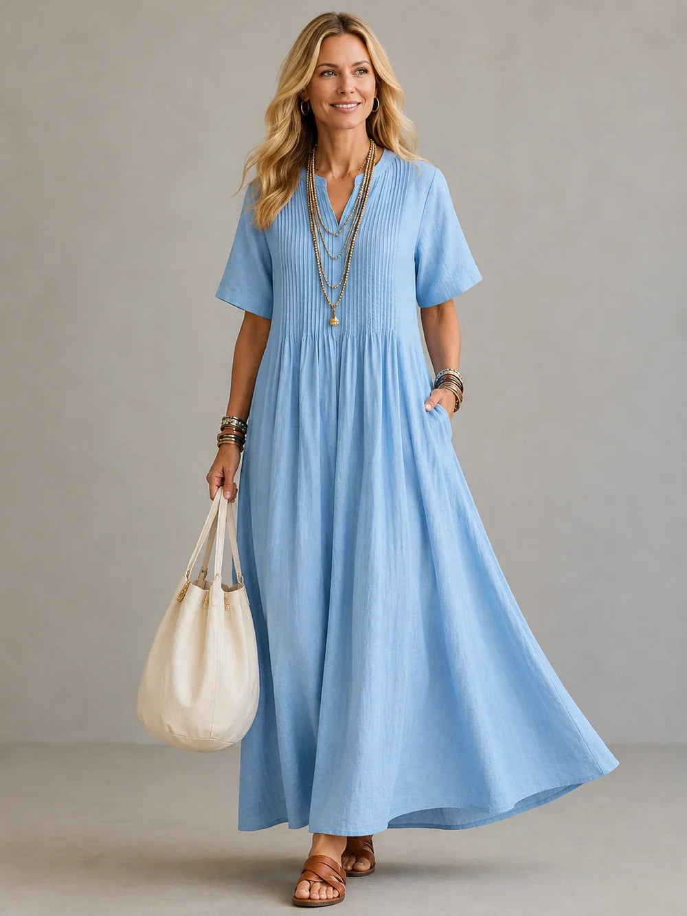 Genesis™ Flowing V-Neck Maxi Dress