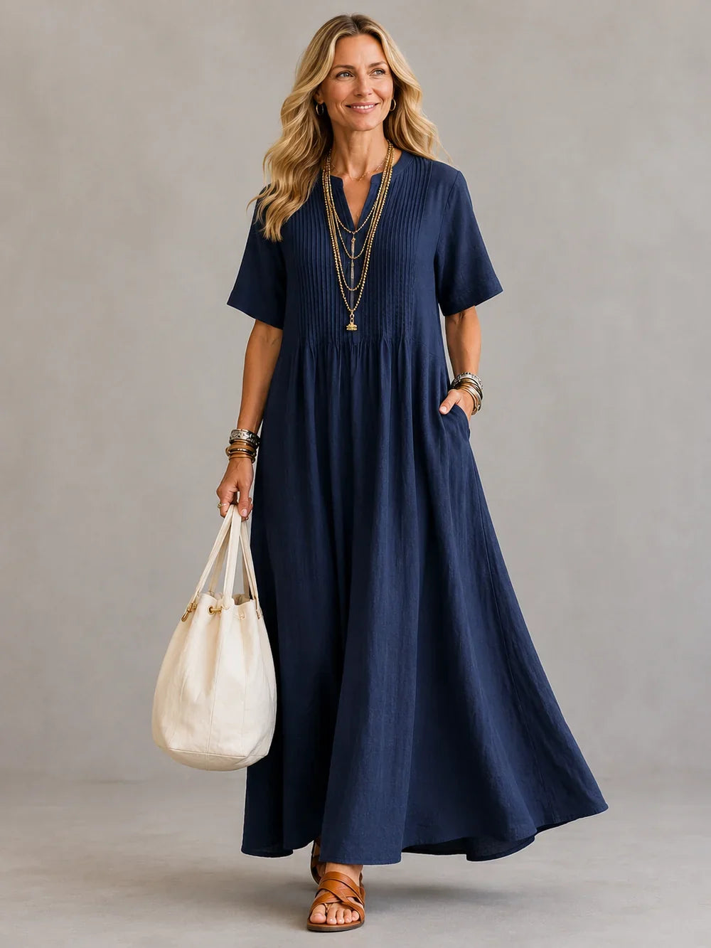 Genesis™ Flowing V-Neck Maxi Dress